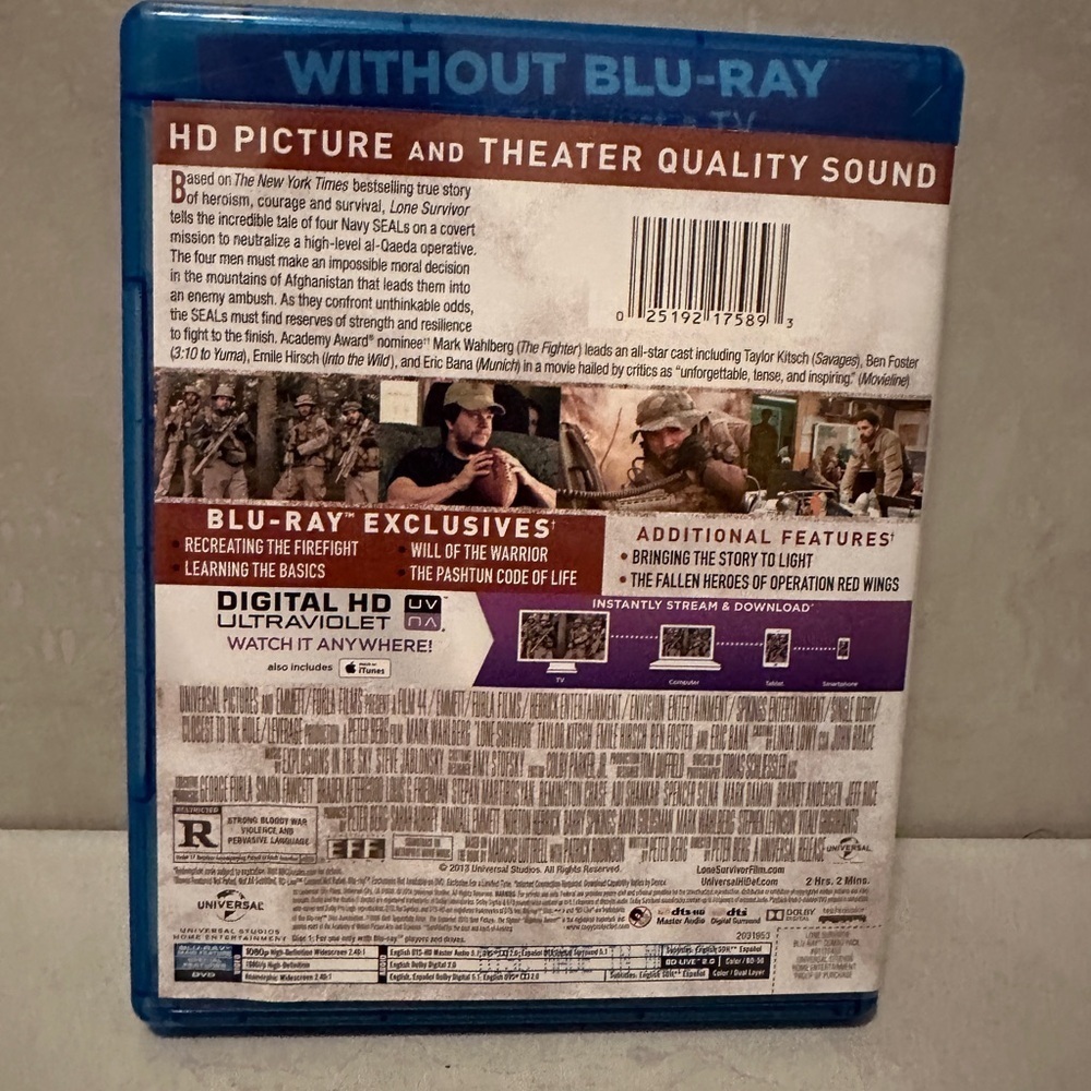 Lone Survivor (Blu-ray + DVD + Digital) Pre Owned - Picture 2 of 4
